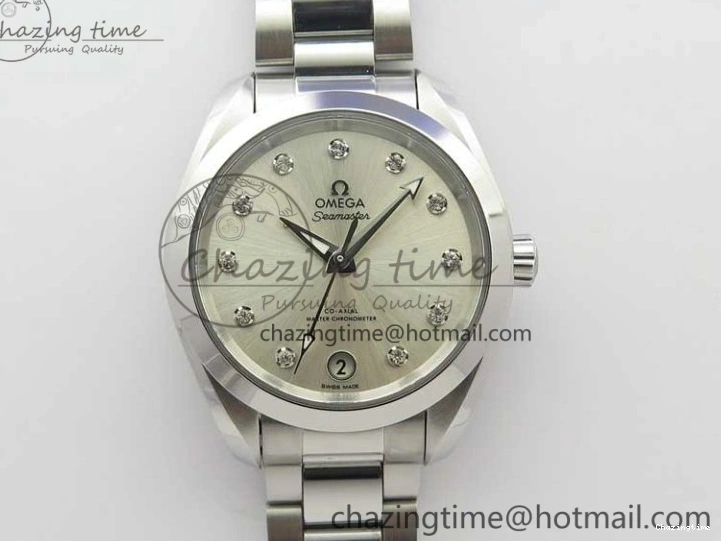 0321 SportInspired Aqua Terra 150M 34mm Ladies SS VSF 1:1 Best Edition Silver Dial Diamonds Markers on SS Bracelet A 7932